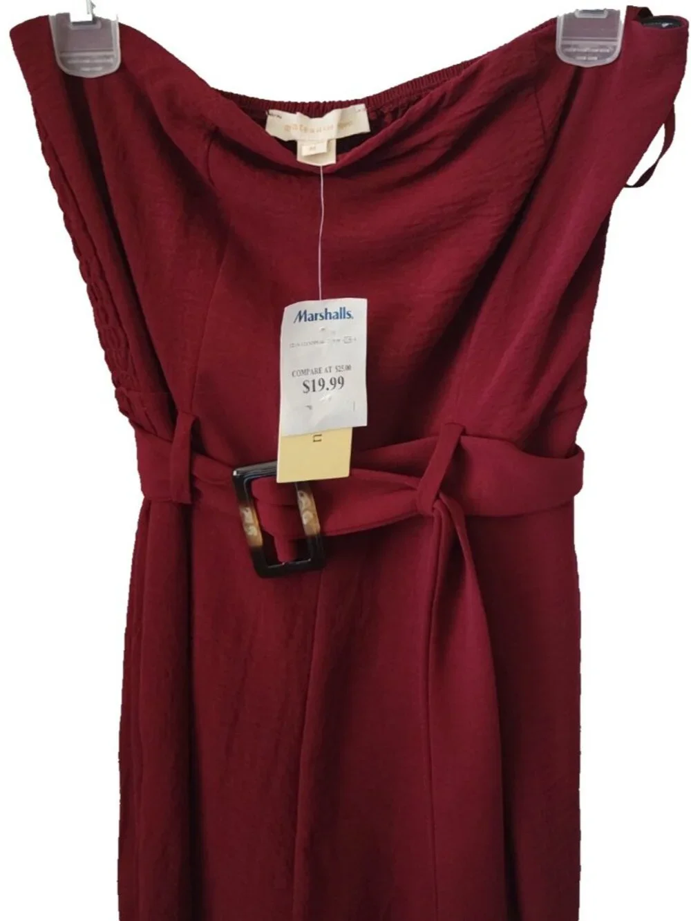 NEW Monteau Los Angeles Strapless Tube Jumpsuit Med. crepe bandeau burgundy chic - Picture 12 of 15